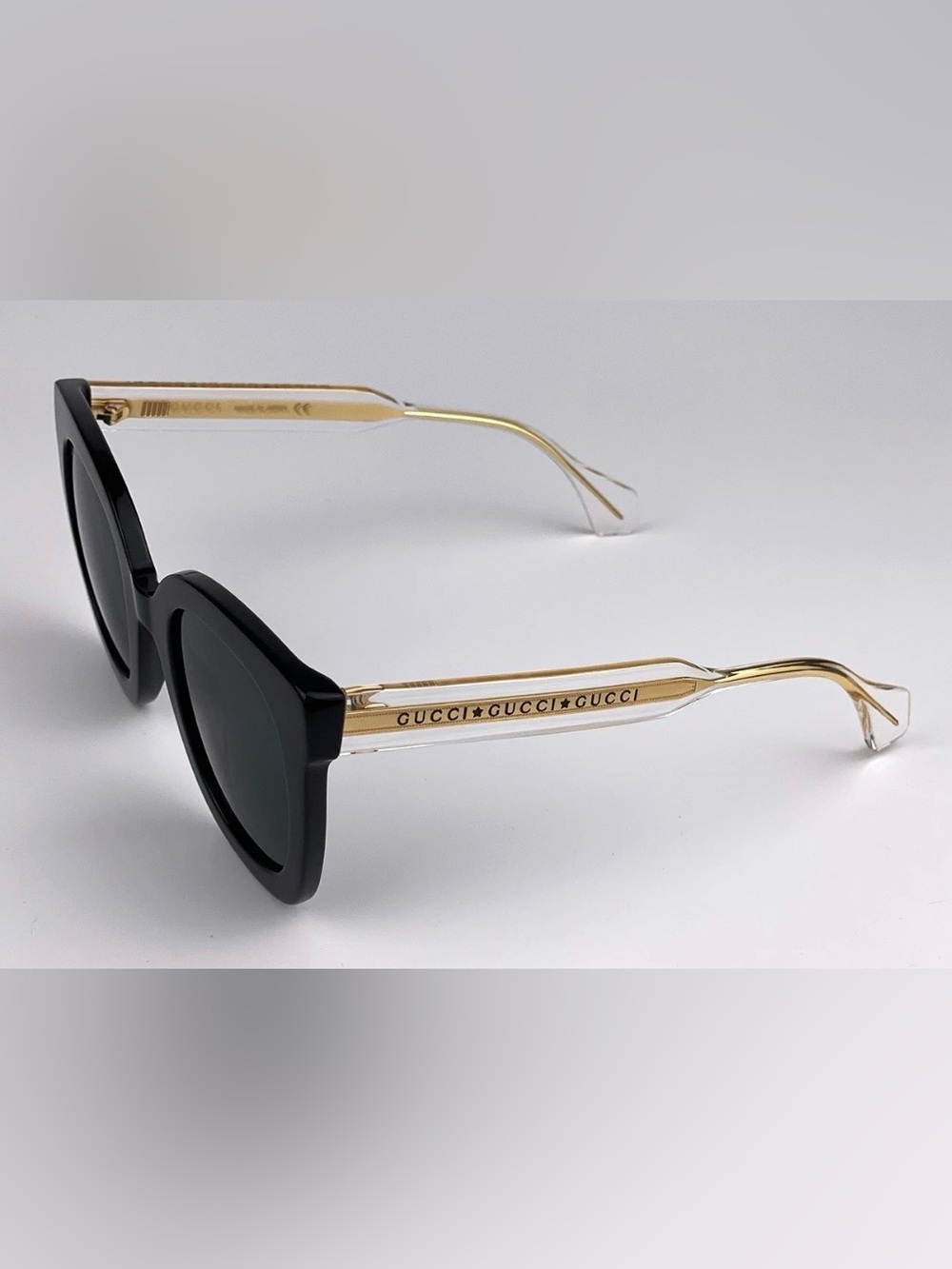 LN WOMENS GUCCI CAT EYE SUNGLASSES CG0564S 001 GREY BLACK CRYSTAL W/ CASE